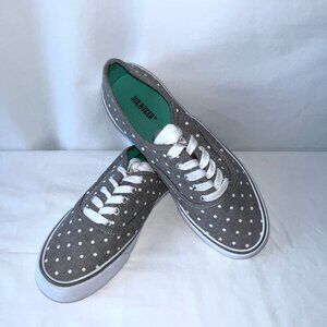 Joe Boxer Cavas Sneakers, Gray and White Polka-dots, Size 9, Excellent Condition